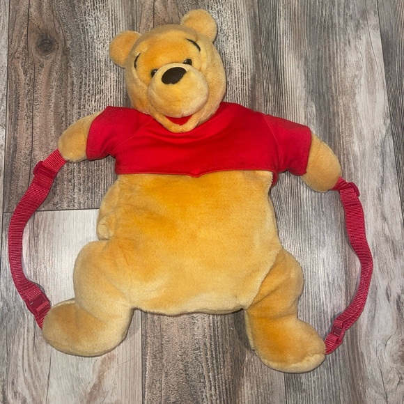 Disney Store Winnie The Pooh Plush Backpack Book Bag Hugging Bear Vintage 90s - Picture 1 of 4